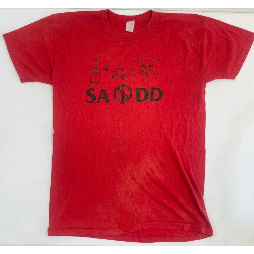 Vintage Rare Students Against Driving Drunk "SADD" M/L Single Stitch Tee Shirt